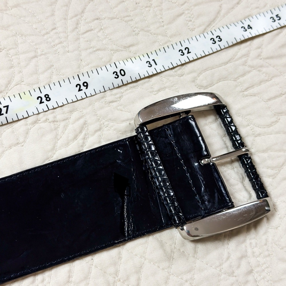 White House Black Market Patent Wide Stretch Statement Belt Snake Print XS Y2K - Picture 6 of 9